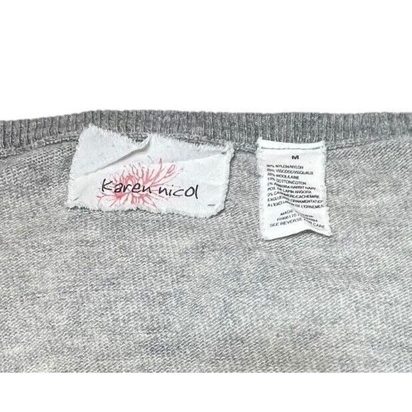 Karen Nicol Anthropologie Cardigan Sweater Women's Size M Gray Black&pink Detail - Picture 7 of 7